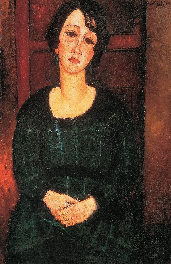 Amedeo Modigliani - Женщина в шотландском платье 1916