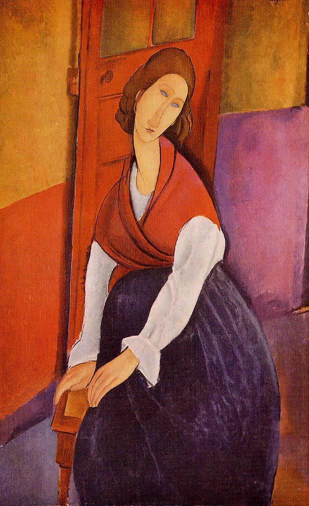 Amedeo Modigliani - Жанна Эбютерн в красной шали 1917