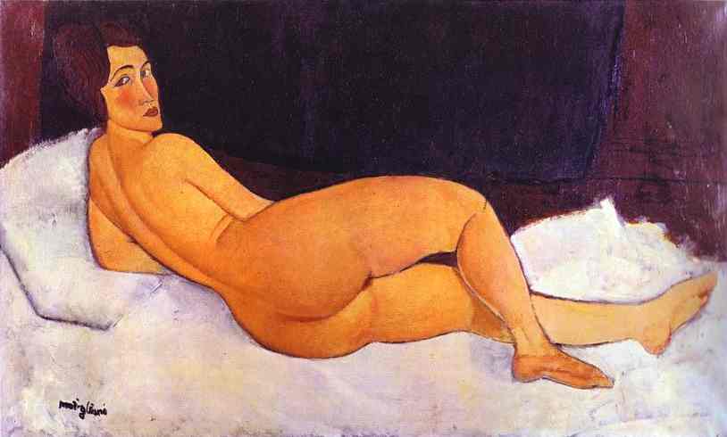 Amedeo Modigliani - Обнаженная смотрит через правое плечо 1917