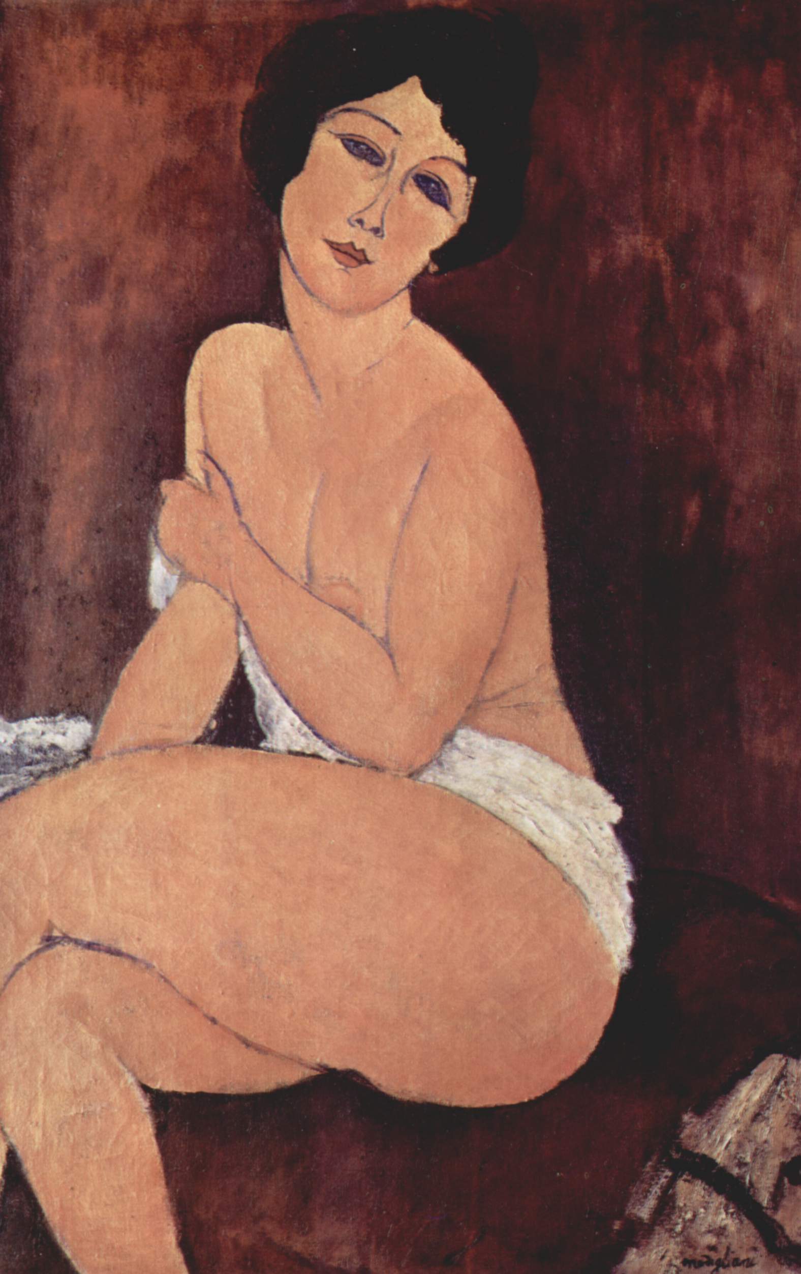 Amedeo Modigliani - Обнаженная, сидя на софе 1917