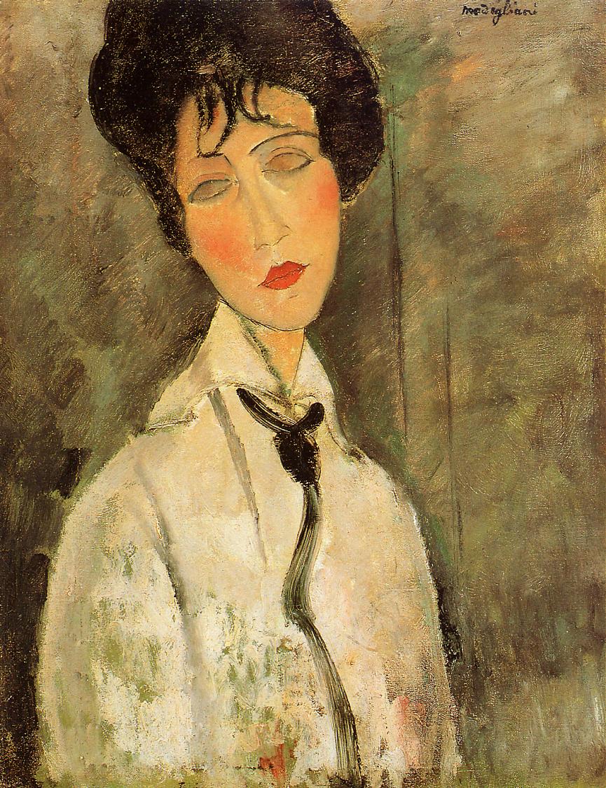 Амедео Модильяни картина Портрет женщины в черном галстуке 1917 |  Экспрессионизм | ArtsViewer.com