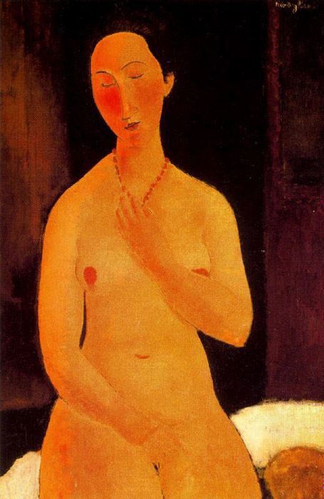 Amedeo Modigliani - Сидящая обнаженная с ожерельем 1917