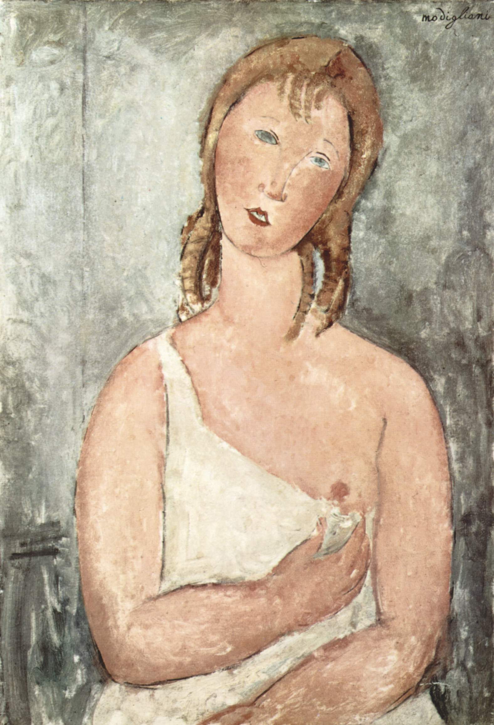 Amedeo Modigliani - Девушка в рубашке. Рыжеволосая 1918