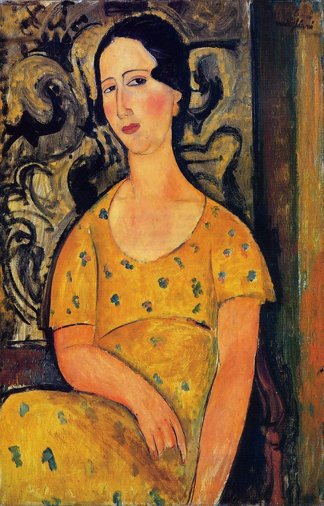 Amedeo Modigliani - Молодая женщина в желтом платье. Мадам Модо 1918