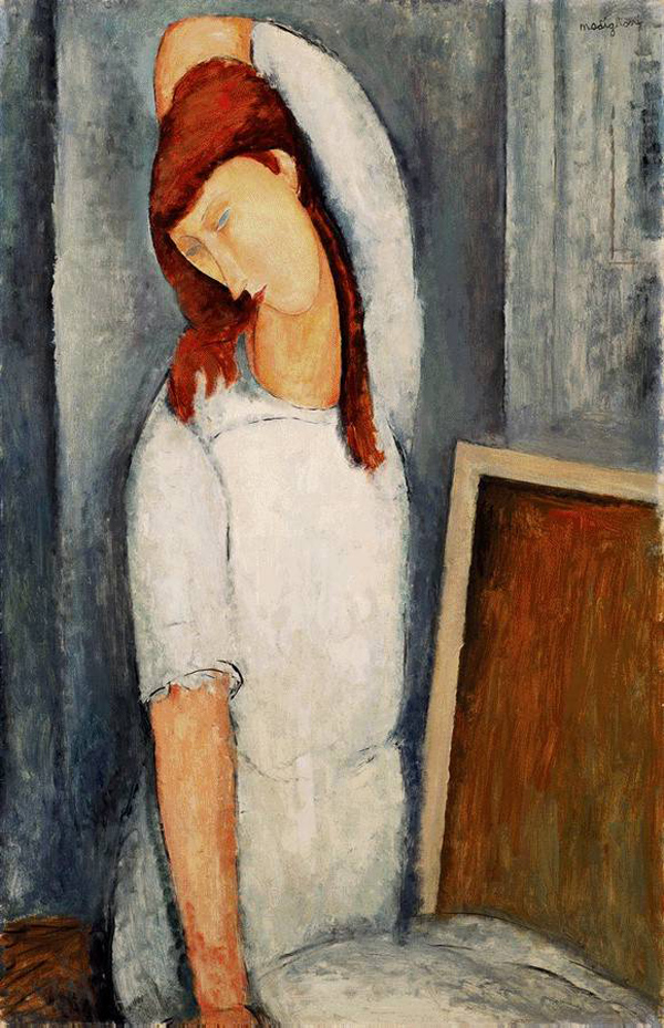 Amedeo Modigliani - Портрет Жанны Эбютерн с левой рукой за головой 1919