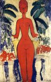 Amedeo Modigliani - Standing nude with Garden Background 1913
