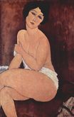 Amedeo Modigliani - Nude seating on a sofa. La Belle Romaine 1917