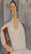 Амедео Модильяни - Г-жа Ханка Зборовски Опираясь на стул 1917