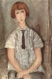 Амедео Модильяни - Молодая девушка в полосатой рубашке 1917