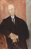Amedeo Modigliani - Sitting man on orange background 1918