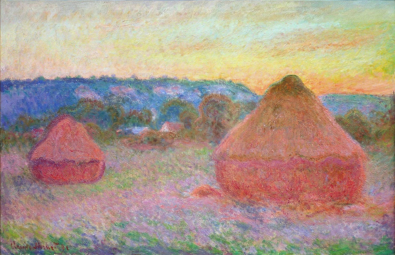 Клод Моне - Стога сена в конце дня. Осень 1891 | Импрессионизм |  ArtsViewer.com