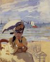 Claude Monet - Camille Sitting on the Beach at Trouville 1871