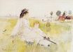 Берта Моризо - Девушка и ребенок на траве 1875