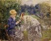 Берта Моризо - Женщина собирает цветы. В Буль-де-Булони 1879