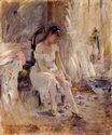 Берта Моризо - Женщина одевается. Молодая женщина, надевает чулки 1880