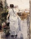 Берта Моризо - Молодая женщина, поливает кустарник 1883