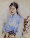 Берта Моризо - Молодая женщина в голубой блузке 1889