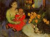 Мать и ребенок перед букетом цветов 1901
