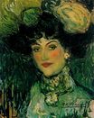 Пабло Пикассо - Женщина в шляпе с перьями 1901