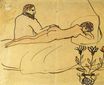 Пабло Пикассо - Обнаженная с Пикассо у её ног 1903
