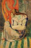 Пабло Пикассо - Сидящая женщина на полосатом ковре 1903