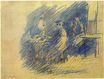 Пикассо и Себастьян Жунер-Видал сидят возле Селестины 1904