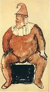 Пабло Пикассо - Сидящий, толстый клоун 1905