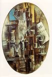 Пабло Пикассо - Скрипка, стакан, трубка и чернильница 1912