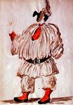 Пабло Пикассо - Дизайн костюма для Пульчинелла 1920