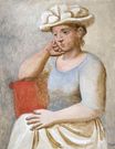 Опираясь на руку, женщина в шляпе 1921
