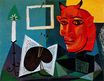 Пабло Пикассо - Свеча, палитра, глава красного быка 1938