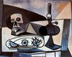 Пабло Пикассо - Череп, ежи и лампа на столе 1943