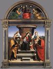 Рафаэль Санти - Мадонна с Младенцем на троне со святыми, ангелами и Бог-Отец в люнете 1504-1505