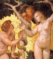 Рафаэль Санти - Станца делла Сеньятура, Роспись потолка, фрагмент - Адам и Ева. Грехопадение 1508-1511
