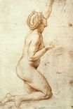 Рафаэль Санти - Обнаженная женщина на коленях, этюд 1518