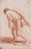 Рембрандт ван Рейн - Человек, тянущий веревку 1627-1628