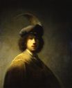 Рембрандт ван Рейн - Автопортрет в 23 года. Автопортрет в берете с пером 1629