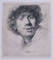 Рембрандт ван Рейн - Автопортрет с колпаком, открытый рот 1630