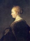 Рембрандт ван Рейн - Молодая женщина в профиль с веером 1632