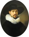 Рембрандт ван Рейн - Портрет бородатого человека в широкополой шляпе 1633