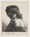 Рембрандт ван Рейн - Автопортрет в берете и шарфе с лицом в тени 1633
