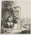 Рембрандт ван Рейн - Христос и женщина Самарии среди руин 1634