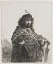 Рембрандт ван Рейн - Автопортрет в шапочке с плюмажем и опущенной саблей 1634