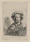 Рембрандт ван Рейн - Автопортрет в низкой шляпе и вышиванном платье 1642