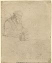 Рембрандт ван Рейн - Старик в медитации, опираясь на книгу 1645