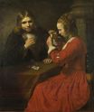Рембрандт ван Рейн - Молодой человек и девушка играют карты 1645-1650