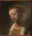 Рембрандт ван Рейн - Молодая женщина с красным ожерельем. Стиль Рембрандта 1645