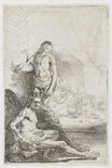 Рембрандт ван Рейн - Набросок. Молодой человек сидит и стоит 1646