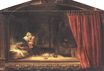 Рембрандт ван Рейн - Святое семейство с занавесом 1646