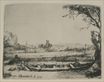 Рембрандт ван Рейн - Пейзаж с каналом и большой лодкой 1650